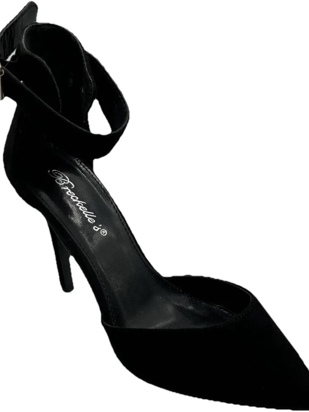 Breckelle’s Black Pointed Toe Ankle Strap Heels